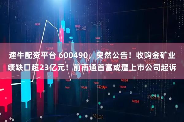 速牛配资平台 600490，突然公告！收购金矿业绩缺口超23亿元！前南通首富或遭上市公司起诉